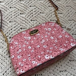 Michael Kors Pink and White Floral Crossbody Bag